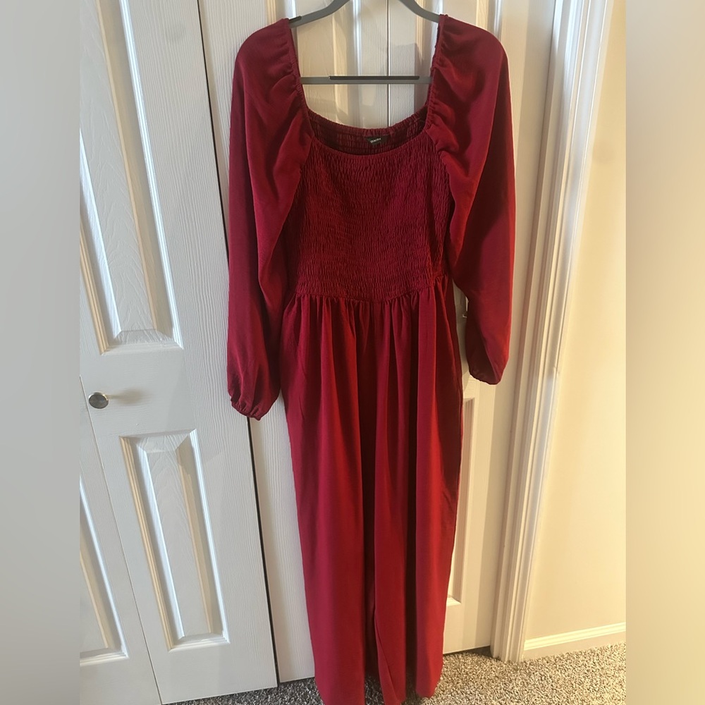 Red Long Sleeve Jumpsuit